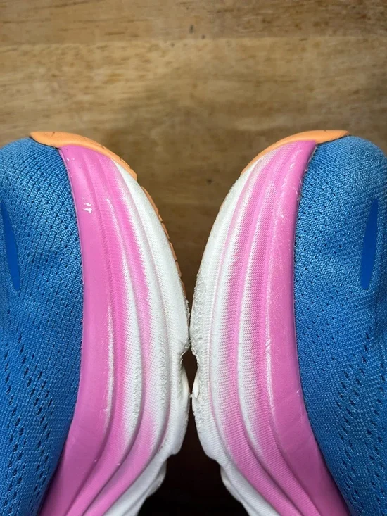 Hoka One One Bondi 8 REFLECTIVE Womens Size 7.5 Running Shoes Sneakers Blue Pink - Picture 7 of 13